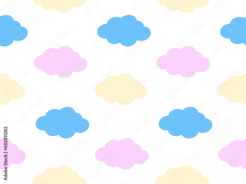 Seamless pattern with pastel colors clouds.