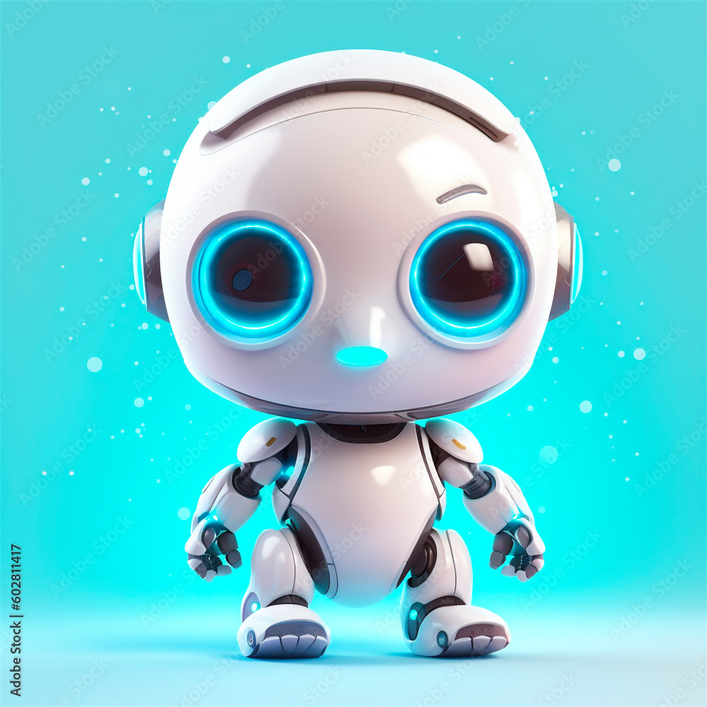 little cute robot funny virtual assistant bot isolated on white background. 3d icon. AI generated little cute robot funny virtual assistant bot isolated on white background. 3d icon. AI generated