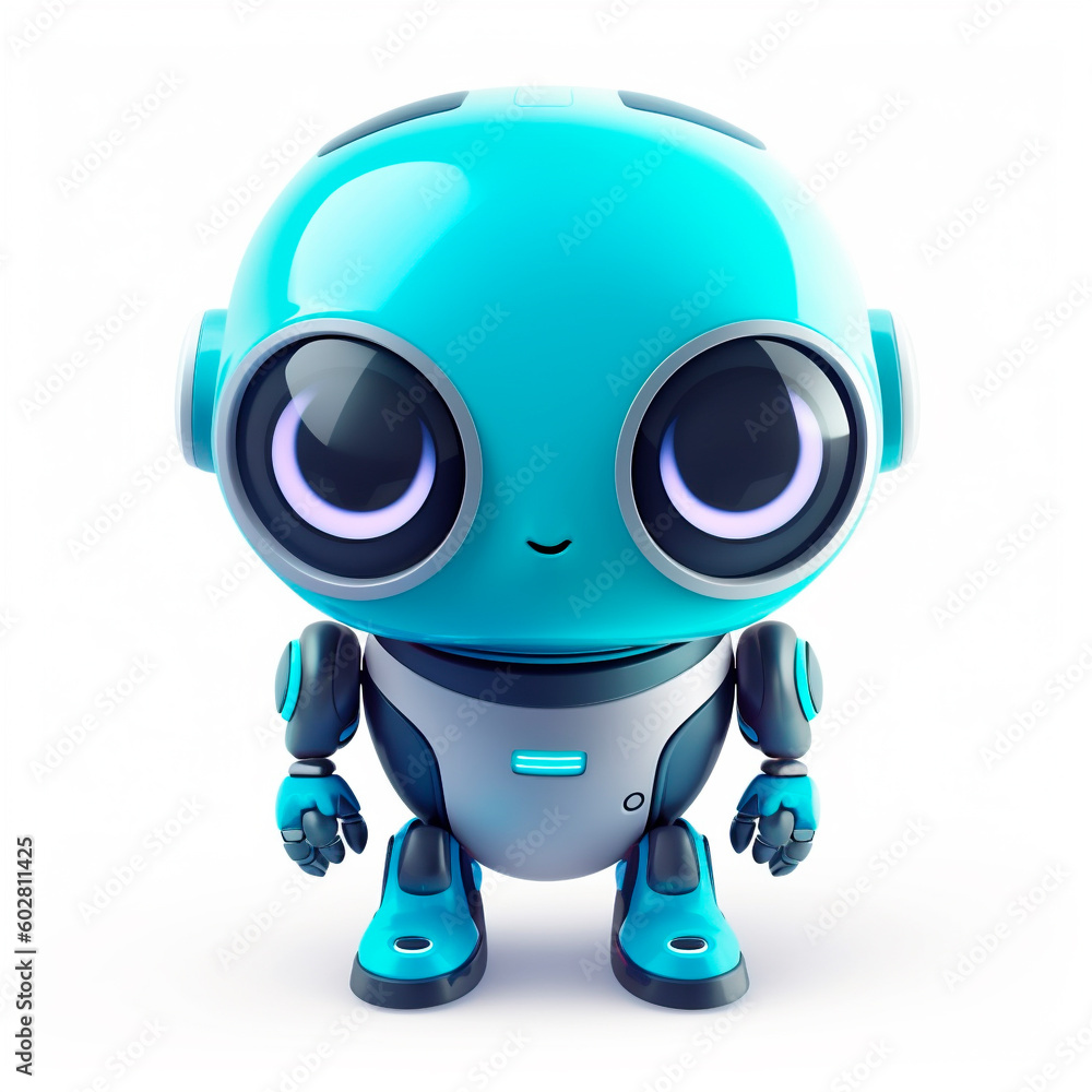 little cute robot funny virtual assistant bot isolated on white background. 3d icon. AI generated little cute robot funny virtual assistant bot isolated on white background. 3d icon. AI generated