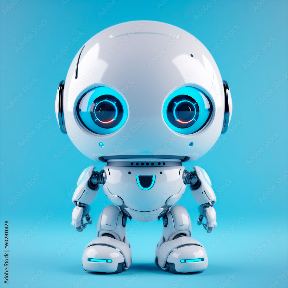 little cute robot funny virtual assistant bot isolated on white background. 3d icon. AI generated little cute robot funny virtual assistant bot isolated on white background. 3d icon. AI generated