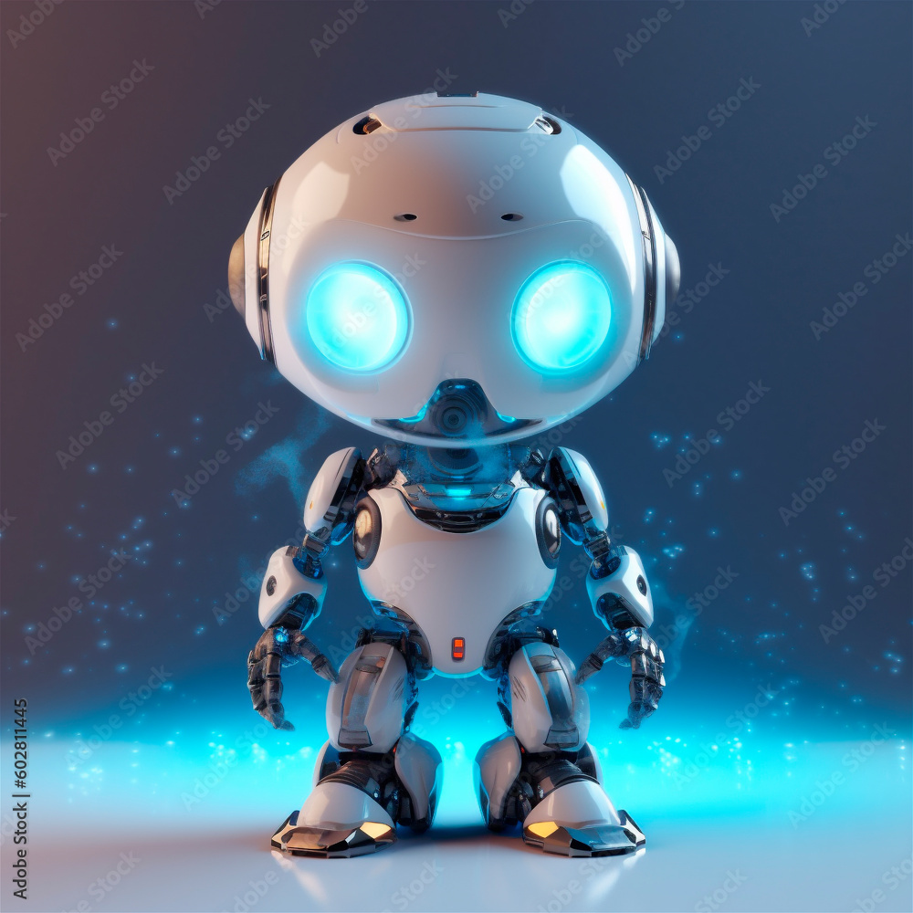 little cute robot funny virtual assistant bot isolated on white background. 3d icon. AI generated little cute robot funny virtual assistant bot isolated on white background. 3d icon. AI generated