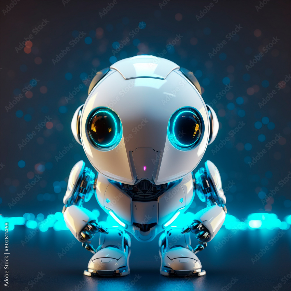 little cute robot funny virtual assistant bot isolated on white background. 3d icon. AI generated little cute robot funny virtual assistant bot isolated on white background. 3d icon. AI generated
