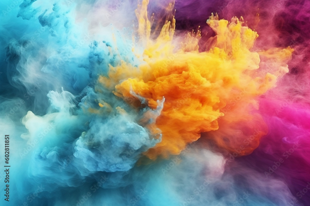 colorful smoke chalk explosion made with Generative AI - obrazy, fototapety, plakaty 