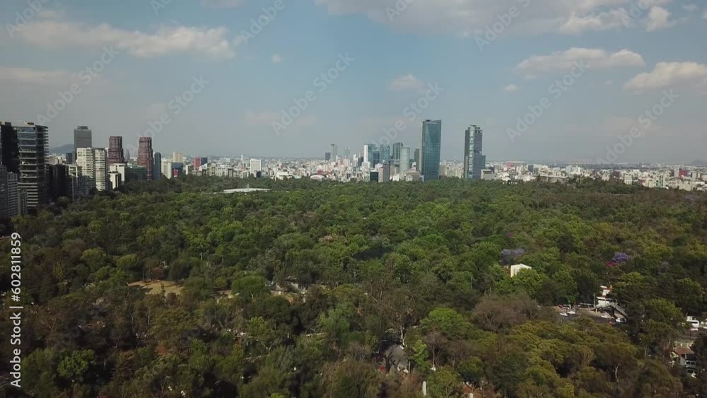 Mexico city aereal drone view, Chapultepec park and hotels and National Auditorium, sunny day. Mexico city aereal drone view, Chapultepec park and hotels and National Auditorium, sunny day.