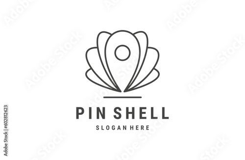 Pin shell logo vector design template line style .