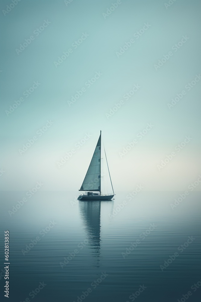 sailing ship on the sea in the morning. Generative ai