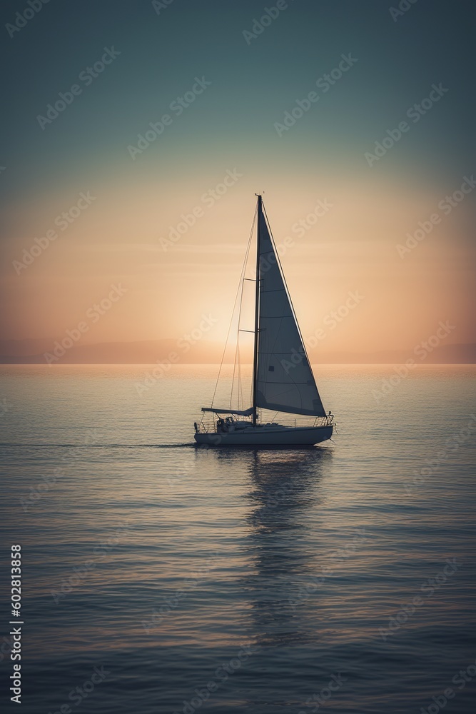 sailboat on the sea on sunset. Generative ai