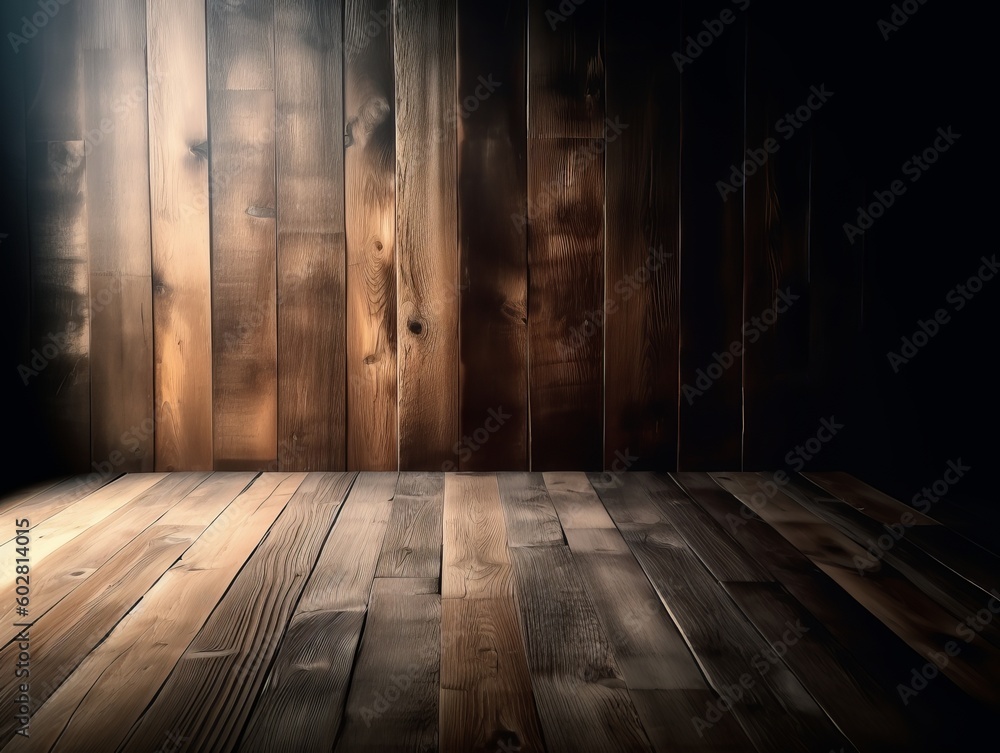 Wooden floor with wooden wall texture. Generative ai Wooden floor with wooden wall texture. Generative ai