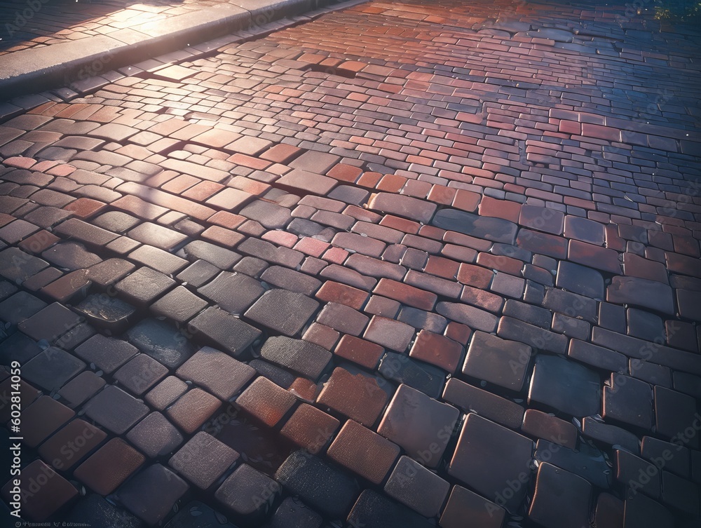 Fototapeta premium Stone floor with natural sunlights, anime style. Generative ai