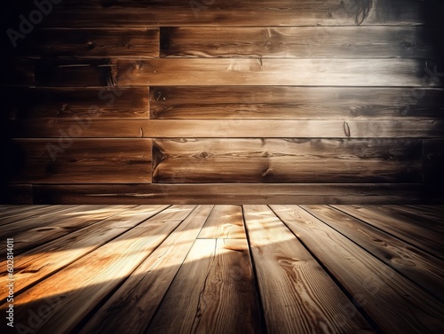 Empty room with wood texture. Generative ai