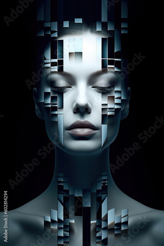 Futuristic woman portrait Generative AI