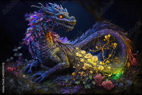 fairytale bird creature in the forest. distinct generative AI image.