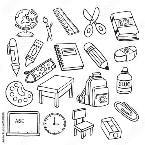 Back to school themed doodle seamless background