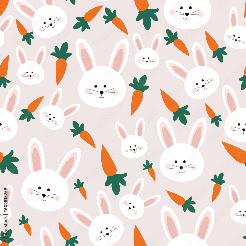 Rabbit Bunny print seamless texture pattern   vector illustration .
