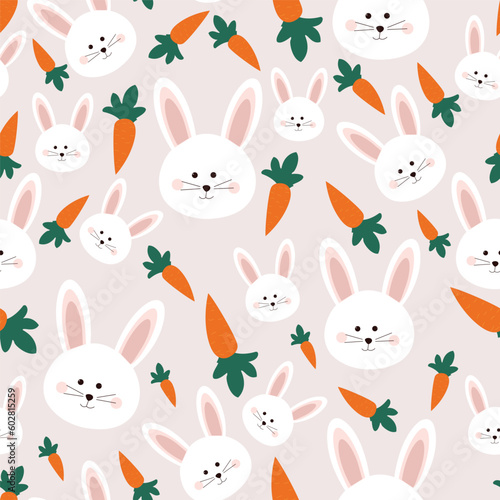 Fotografiet Rabbit Bunny print seamless texture pattern   vector illustration