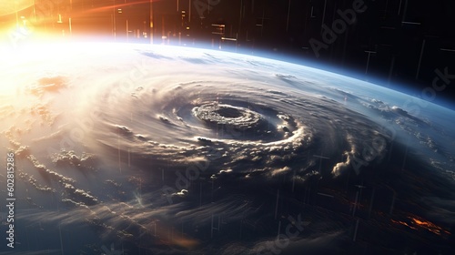 Planet earth from outter space, movie scene, end of the world like moment, hurricane from the satélites © Banana Images
