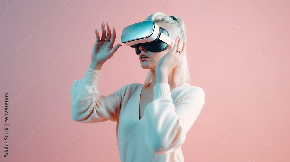 VR・メタバース・仮想空間・仮想現実・バーチャルリアリティをする女性(Generative AI)
VR・メタバース・仮想空間・仮想現実・バーチャルリアリティをする女性(Generative AI)