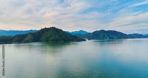 Wallpaper Mural Aerial footage of beautiful Qiandao Lake natural landscape at sunset in Chun'an, Hangzhou, Zhejiang Province, China. Torontodigital.ca