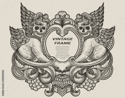 Isolated frames in baroque antique style. engraving ornament frames.