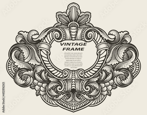 Isolated frames in baroque antique style. engraving ornament frames.