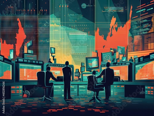 Colorful illustration technology and advance to the future concept, bright and clean world, ai technology uses in real world