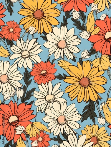 Wallpaper Mural Vectorial colorful flower background composition, minimalist style, copy space for design and creatives Torontodigital.ca
