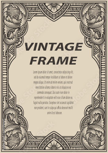 Isolated frames in baroque antique style. engraving ornament frames.