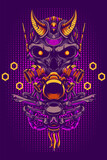 Demon skull cyborg illustration vector design