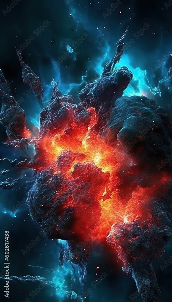 Stunning and surreal space landscape with stars and clouds