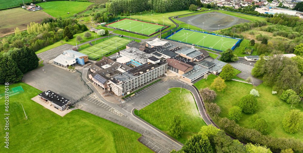 Aerial photo of Ballymena Academy School Ballymena Co Antrim Northern Ireland