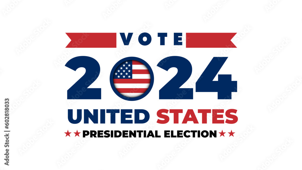 2024 United States presidential election. Usa debate of president voting 2024. Election voting poster. Vote 2024 in USA, banner design. Political election campaign