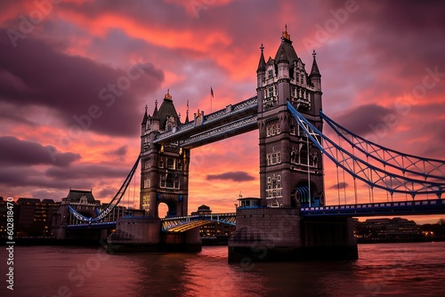 Tower Bridge London England over River Thames  UK Landmark  Stunning Scenic Landscape Wallpaper  Generative AI