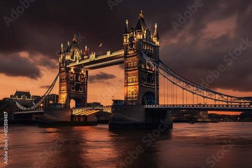 Tower Bridge London England over River Thames  UK Landmark  Stunning Scenic Landscape Wallpaper  Generative AI