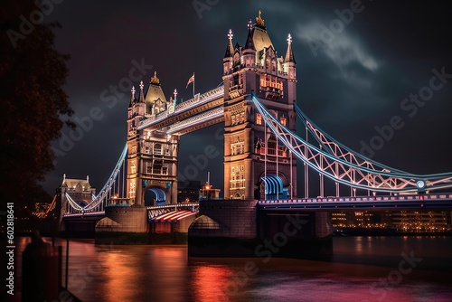 Tower Bridge London England over River Thames, UK Landmark, Stunning Scenic Landscape Wallpaper, Generative AI