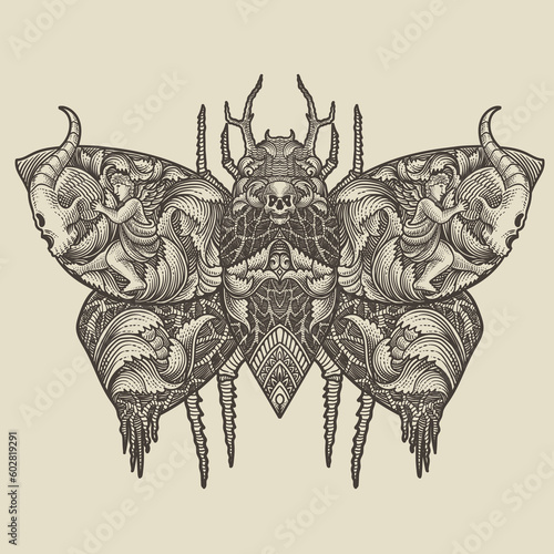 illustration butterfly with dark art style