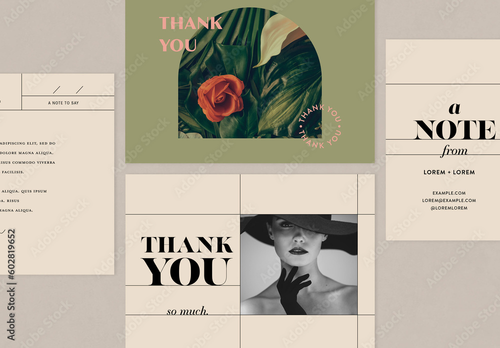 Modern Thank You Card Set Stock Template | Adobe Stock