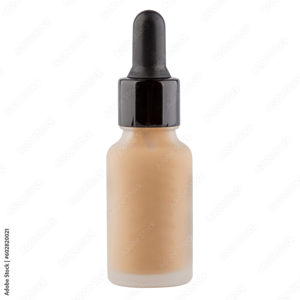 Cosmetic glass jar with tinted moisturizer isolated on white Cosmetic glass jar with tinted moisturizer isolated on white