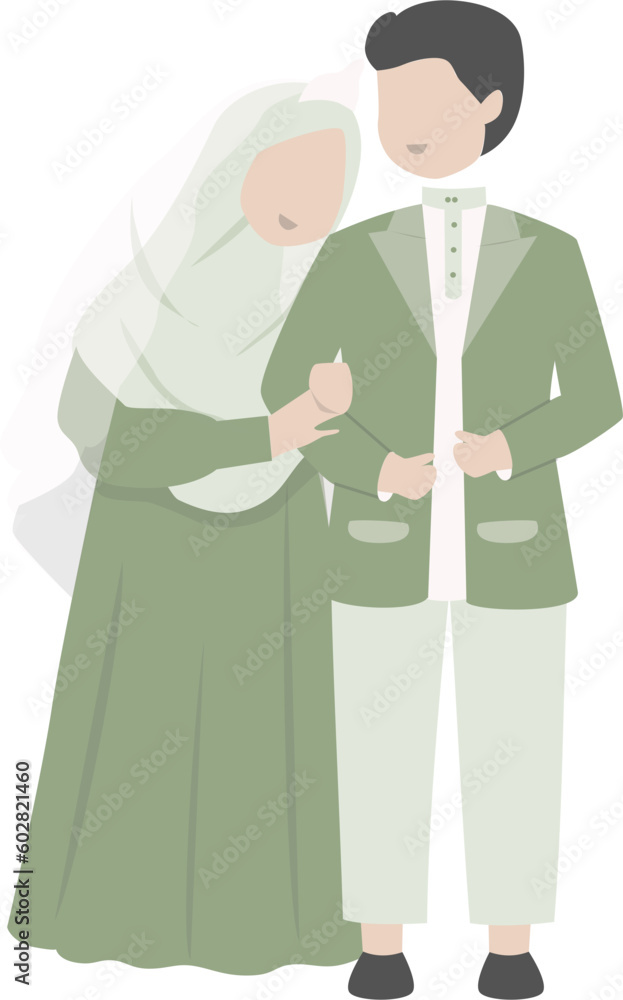 illustration of a muslim Wedding couple