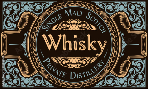 Scotch whisky - ornate vintage decorative label