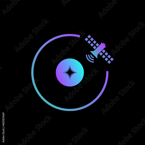 Satellite space logo design vector template