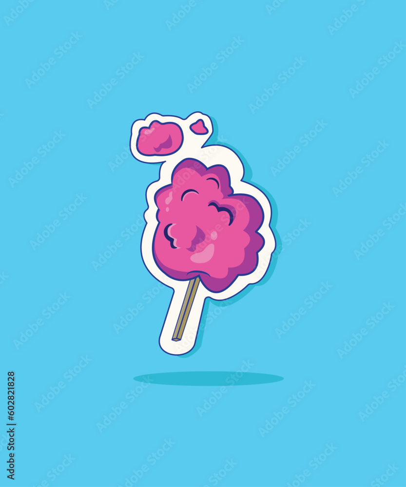 Pink Sweet Cotton Candy Vector Illustration Isolated Design with Flat ...
