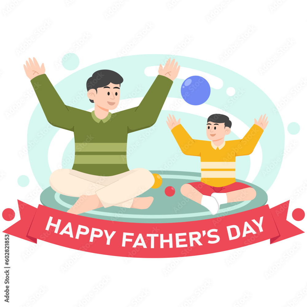 A Child and Father Playing Ball on Father's Day Illustration A Child and Father Playing Ball on Father's Day Illustration