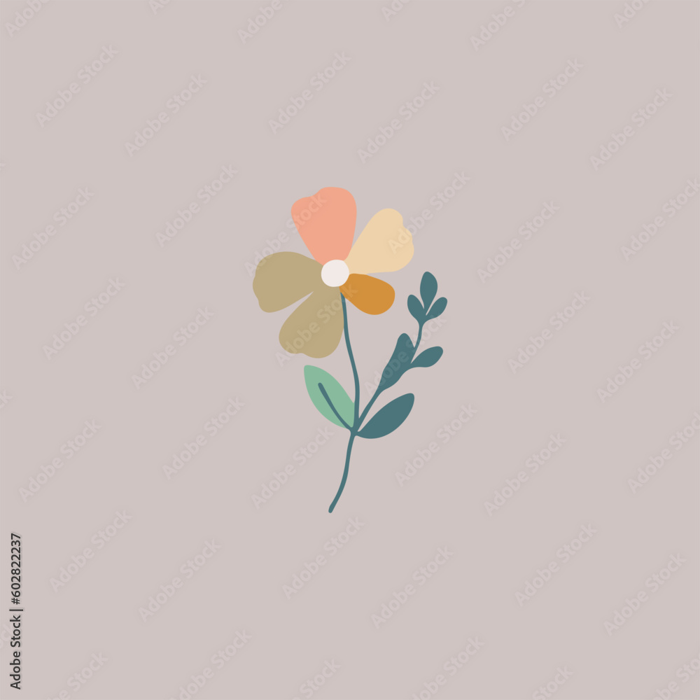 simple flower element in isolated background