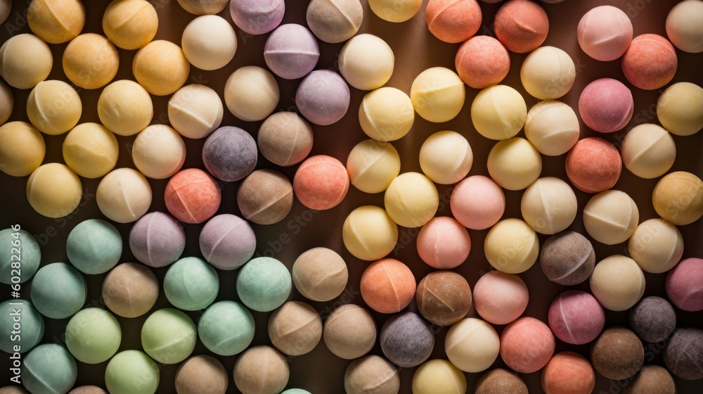 Sweet Bonbons Candy Photorealistic Horizontal Background. Sweet Dessert From Confectionery. Ai Generated Hyperrealistic Background with Delicious Flavory Bonbons Candy. Generative AI Sweet Bonbons Candy Photorealistic Horizontal Background. Sweet Dessert From Confectionery. Ai Generated Hyperrealistic Background with Delicious Flavory Bonbons Candy. Generative AI