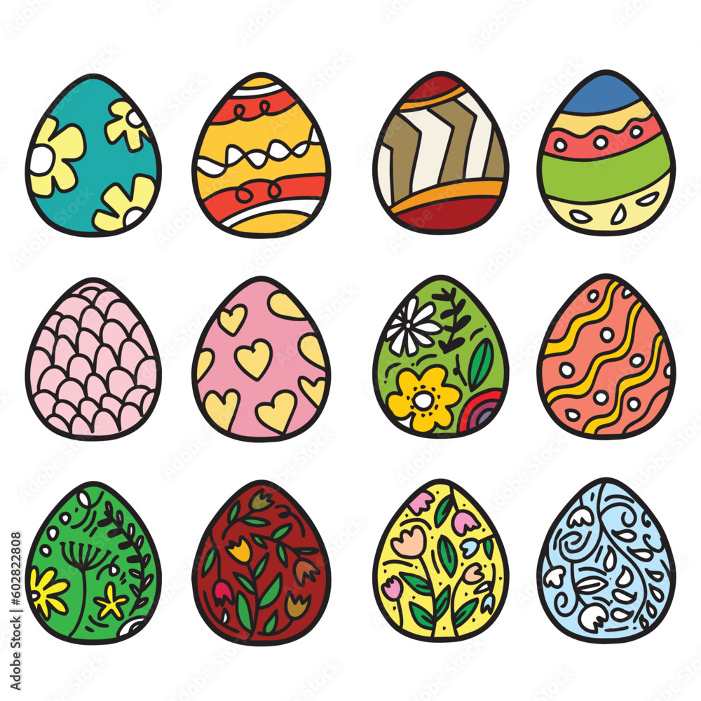set of hand drawing easter egg isolated on white background. easter celebration set of hand drawing easter egg isolated on white background. easter celebration