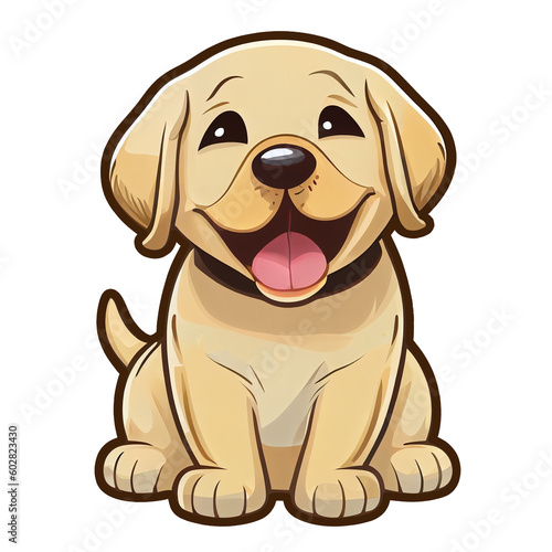 Cute happy little cartoon dog  Labrador Retriever  AI Generated