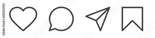 Share, like, comment and save icon set