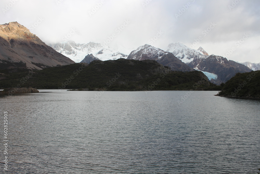 Landscape of the Argentine Patagonia with mountains, rivers, forests and lakes
