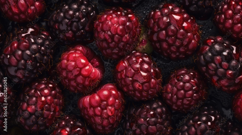 Fresh Organic Loganberry Berry Photorealistic Horizontal Background. Healthy Vegetarian Diet. Ai Generated Hyperrealistic Background with Delicious Juicy Loganberry Berry. Generative AI Fresh Organic Loganberry Berry Photorealistic Horizontal Background. Healthy Vegetarian Diet. Ai Generated Hyperrealistic Background with Delicious Juicy Loganberry Berry. Generative AI