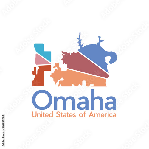 Omaha City Map Colorful Modern Geometric Logo